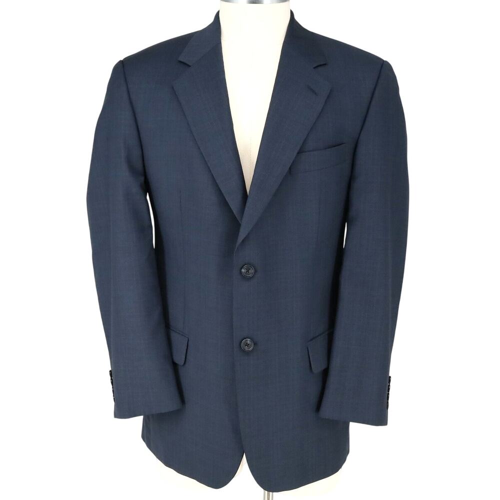 John W Nordstrom Sport Coat Mens 44R Blue Wool Plaid Jacket Blazer Reda 120s